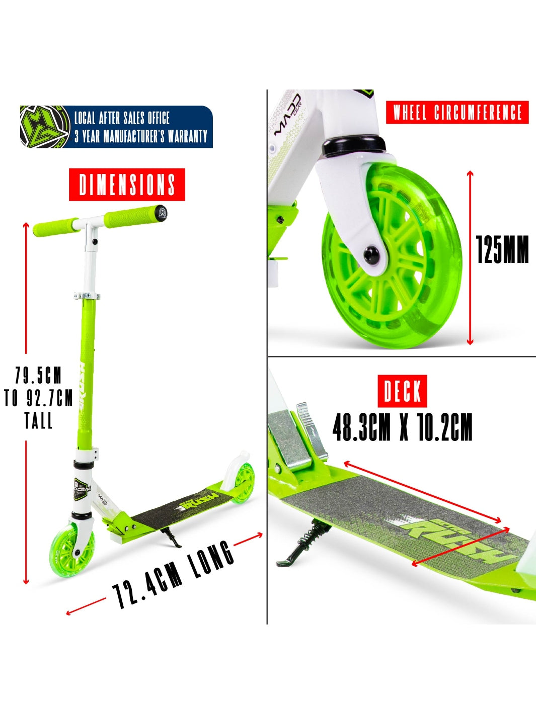 Madd Gear Rush 125 Scooter White / Green