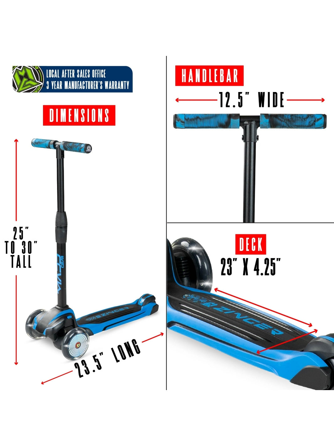 Madd Gear Zinger 3 Wheeled Scooter Blue