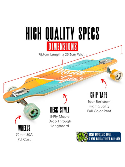Madd Gear 31" Drop Through Skateboard Boardwalk