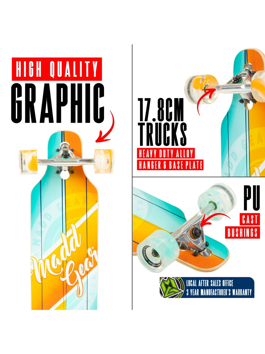 Madd Gear 31" Drop Through Skateboard Boardwalk