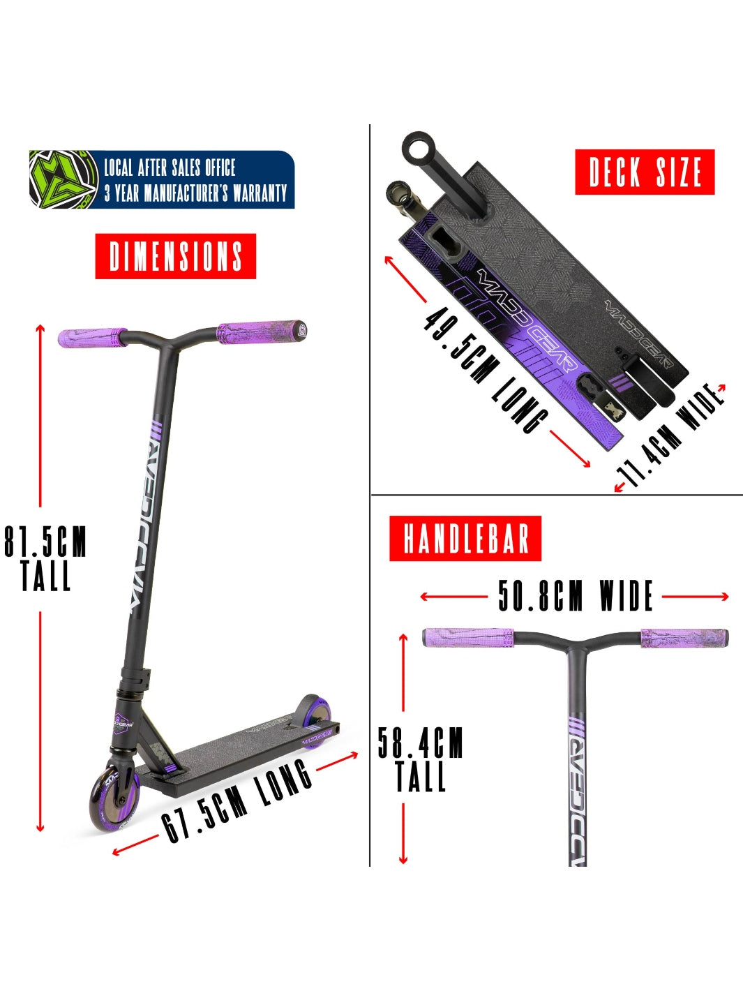 Madd Gear MG3 Zen Scooter Black / Lavender
