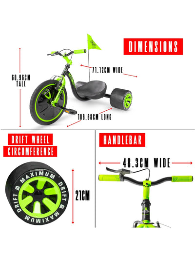 Madd Gear Drift Trike Green / Black