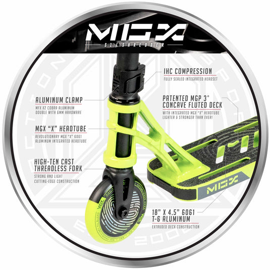 Madd Gear MGX S1 Freestyle Stunt Scooter - Black/Green - Madd Gear