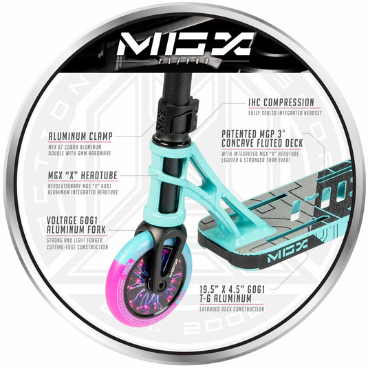 Madd Gear MGX P1 Freestyle Stunt Scooter - Teal/Pink - Madd Gear