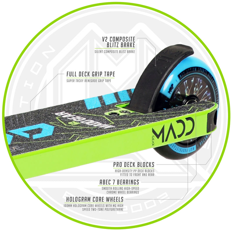 Load image into Gallery viewer, Madd Gear Kick Renegade 21 Kids Stunt Scooter - Green/Blue - Madd Gear
