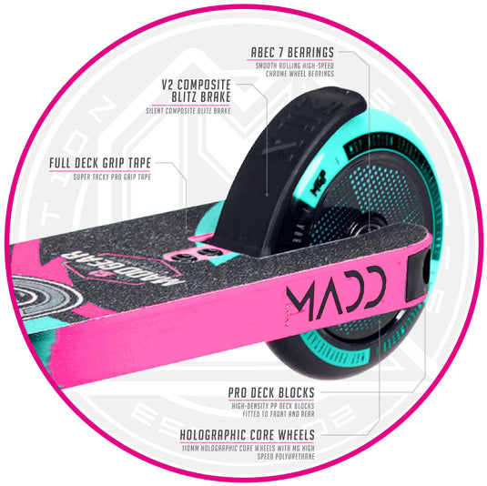 Madd Gear Kick Pro 21 Kids Stunt Scooter - Pink/Teal - Madd Gear