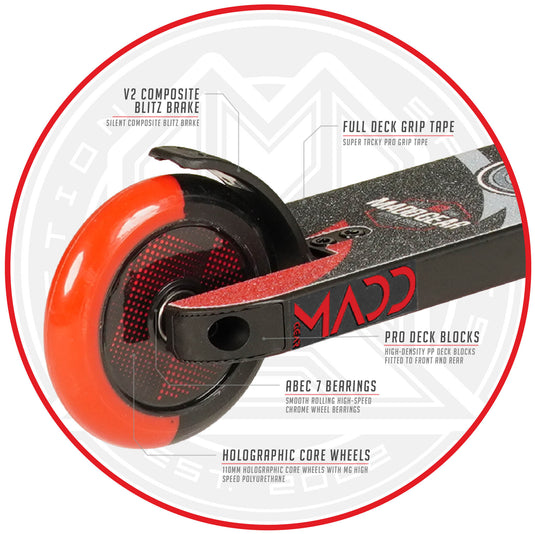 Madd Gear Kick Pro 21 Kids Stunt Scooter - Red/Black - Madd Gear