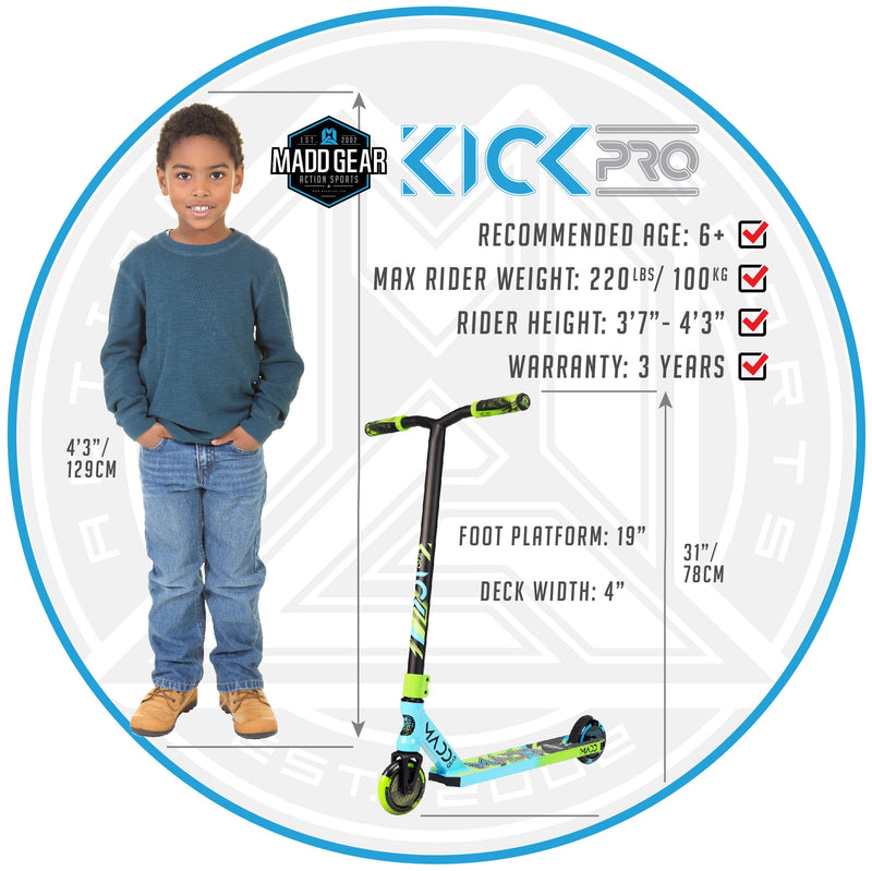 Load image into Gallery viewer, Madd Gear Kick Pro 21 Kids Stunt Scooter - Blue/Green - Madd Gear
