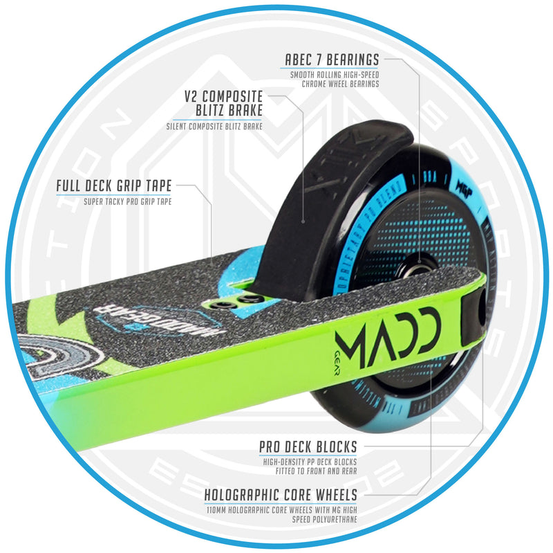 Load image into Gallery viewer, Madd Gear Kick Pro 21 Kids Stunt Scooter - Blue/Green - Madd Gear
